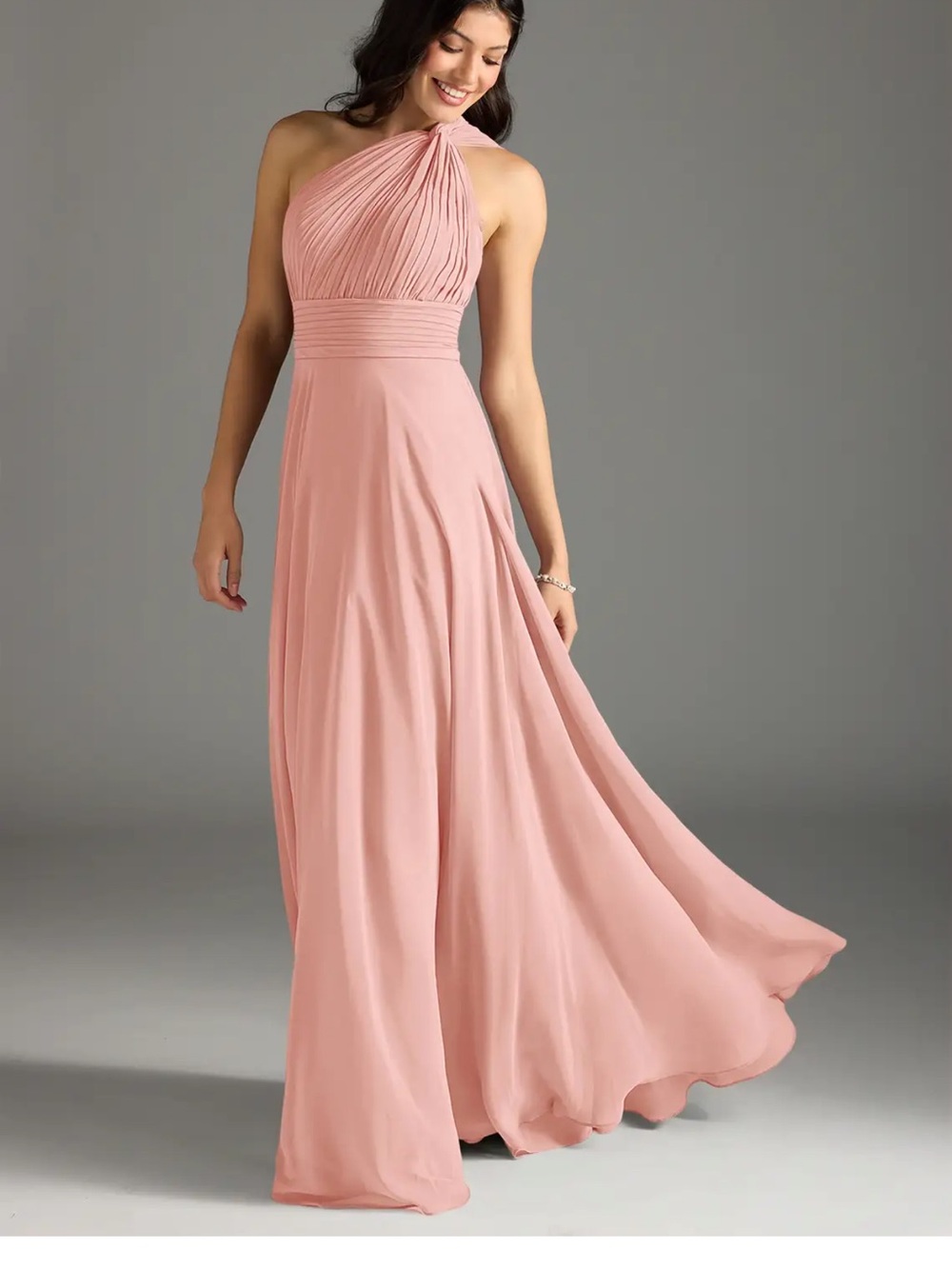 Elegant One-Shoulder Pink Maxi Dress
